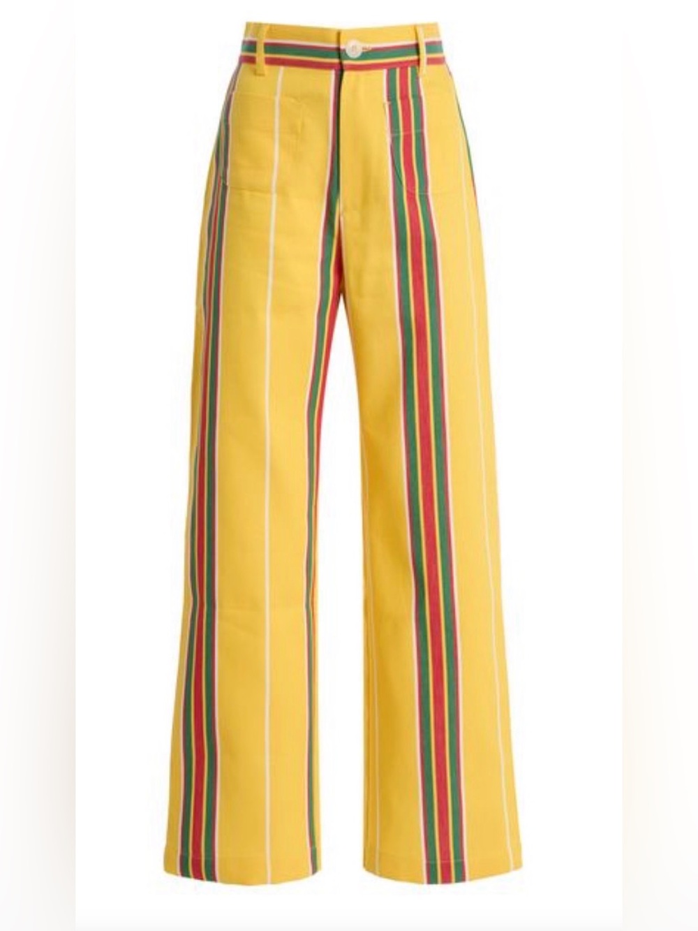 Spanish Brand La Veste Yellow Striped Straight-Leg Women's Pants